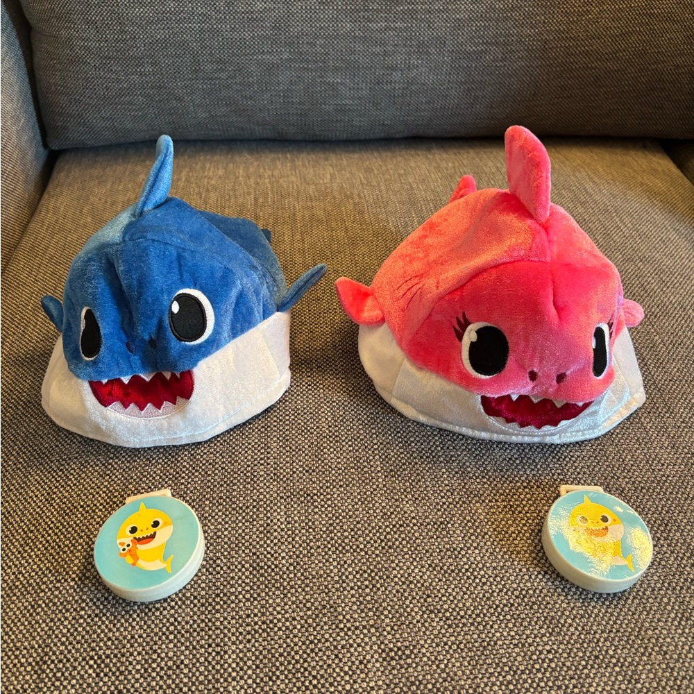 Baby Shark Daddy & Mommy Shark Hats Set with Sound Chips Adult / Unisex